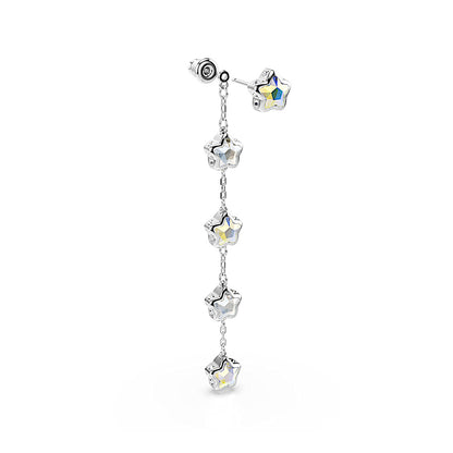 Pendientes Chroma, Tallas mixtas, Estrella, Blancos, Baño de rodio