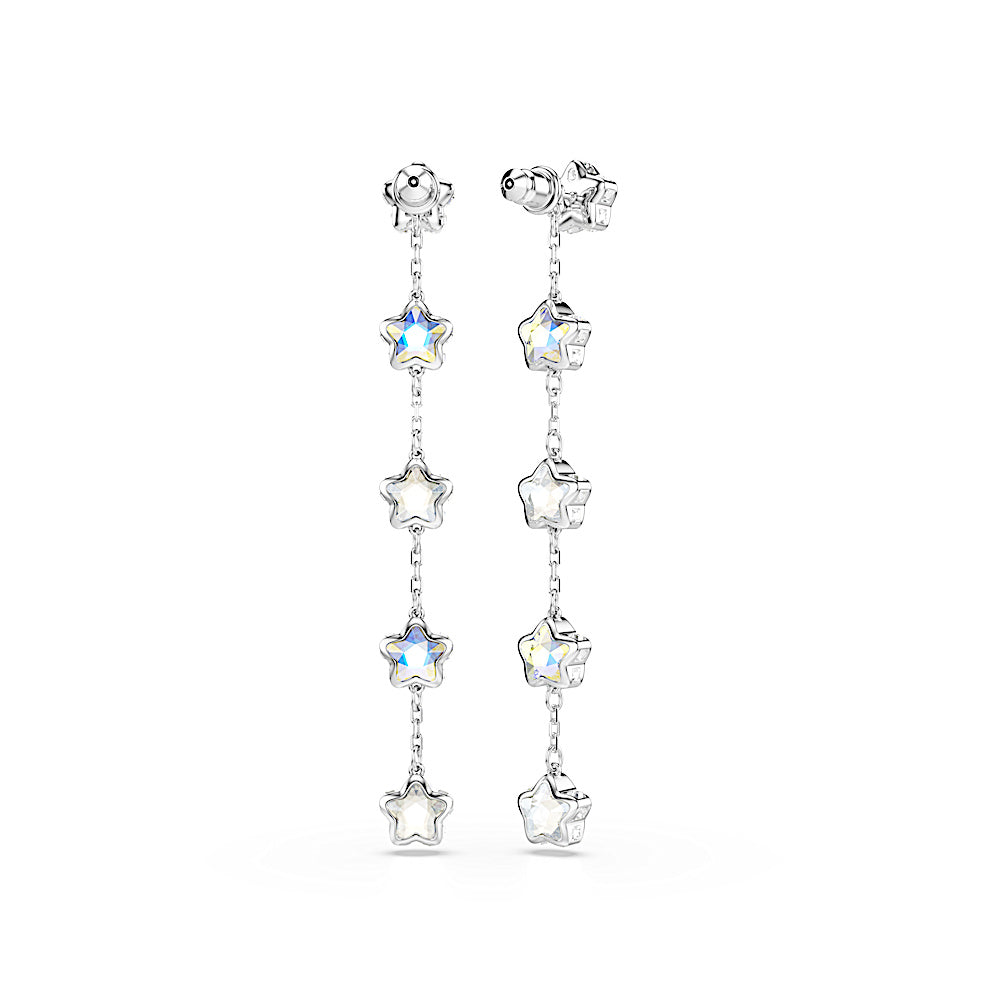 Pendientes Chroma, Tallas mixtas, Estrella, Blancos, Baño de rodio