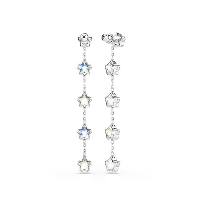 Pendientes Chroma, Tallas mixtas, Estrella, Blancos, Baño de rodio