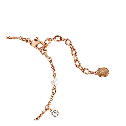 Pulsera Imber, Perla de cristal, Talla redonda, Blanca, Acabado en oro rosa de 18 quilates