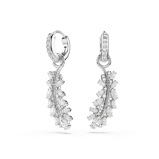 Pendientes Vienna, Tallas mixtas, Pluma, Blancos, Baño de rodio