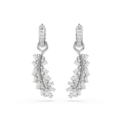 Pendientes Vienna, Tallas mixtas, Pluma, Blancos, Baño de rodio