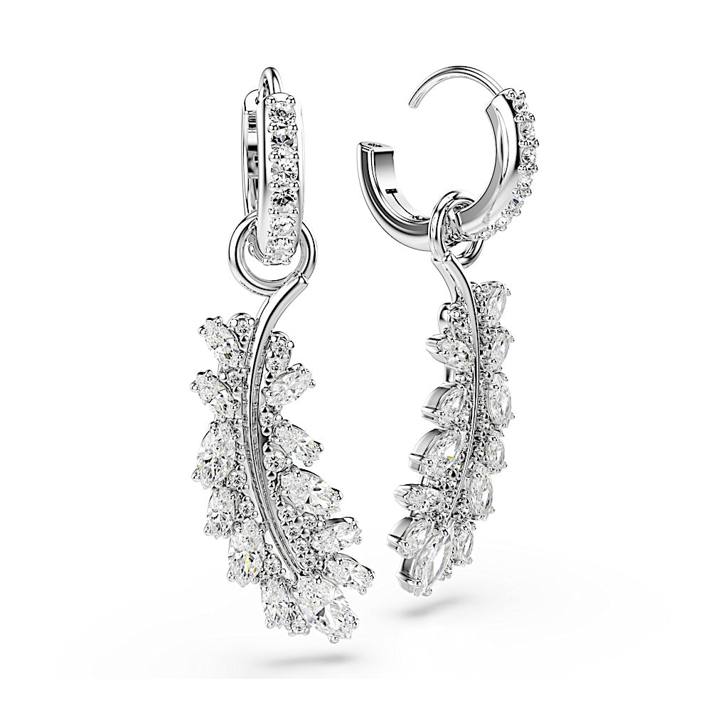 Pendientes Vienna, Tallas mixtas, Pluma, Blancos, Baño de rodio