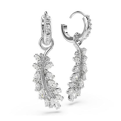 Pendientes Vienna, Tallas mixtas, Pluma, Blancos, Baño de rodio