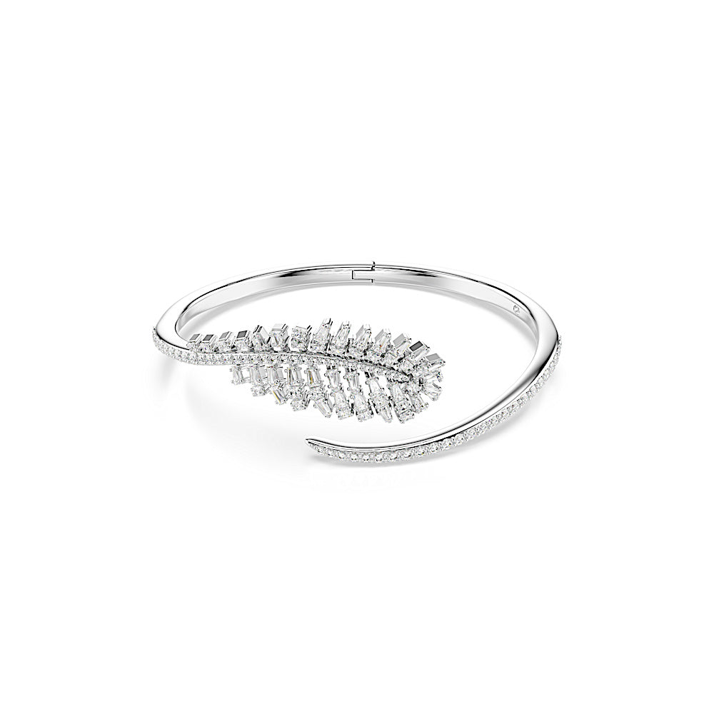 Brazalete Vienna, Tallas mixtas, Pluma, Blanco, Baño de rodio