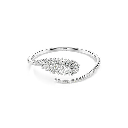 Brazalete Vienna, Tallas mixtas, Pluma, Blanco, Baño de rodio
