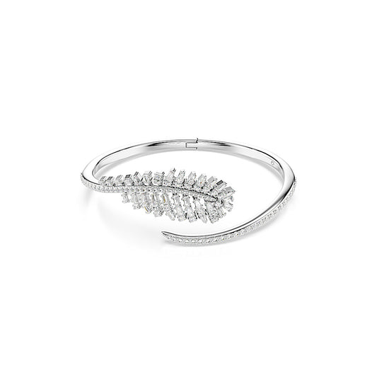 Brazalete Vienna, Tallas mixtas, Pluma, Blanco, Baño de rodio