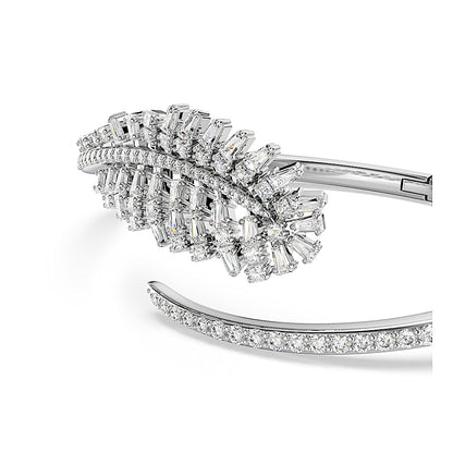 Brazalete Vienna, Tallas mixtas, Pluma, Blanco, Baño de rodio