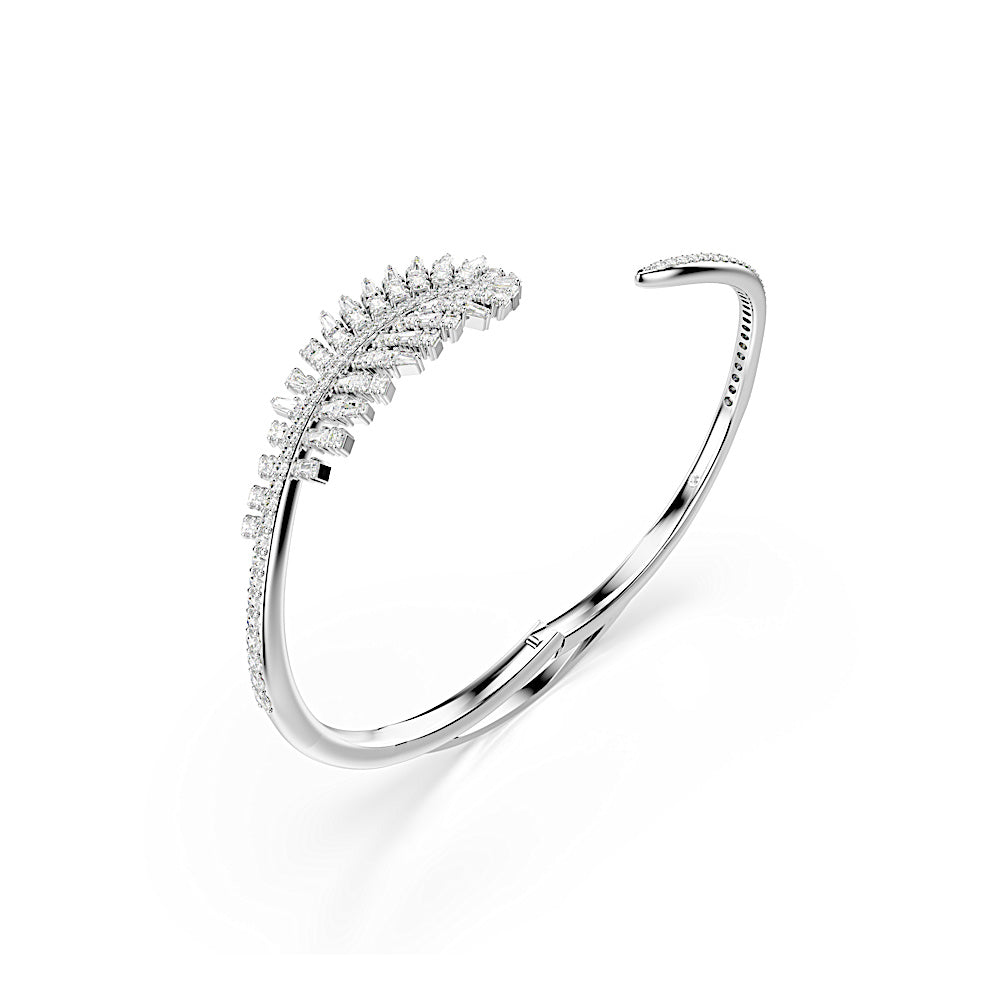Brazalete Vienna, Tallas mixtas, Pluma, Blanco, Baño de rodio