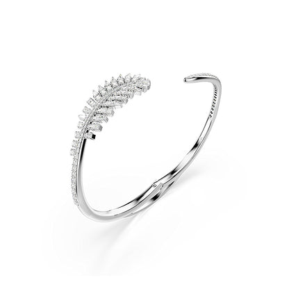 Brazalete Vienna, Tallas mixtas, Pluma, Blanco, Baño de rodio
