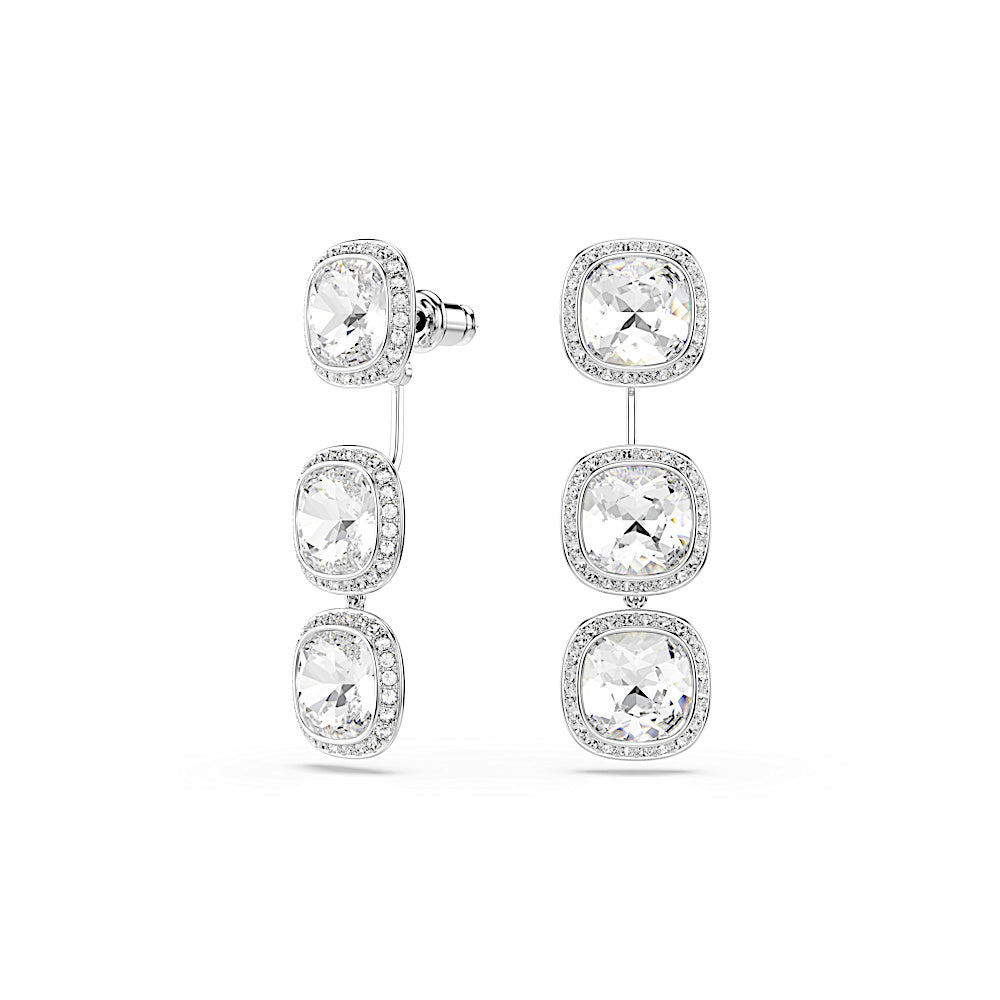 Pendientes Una Angelic, Talla cojin, Blancos, Baño de rodio