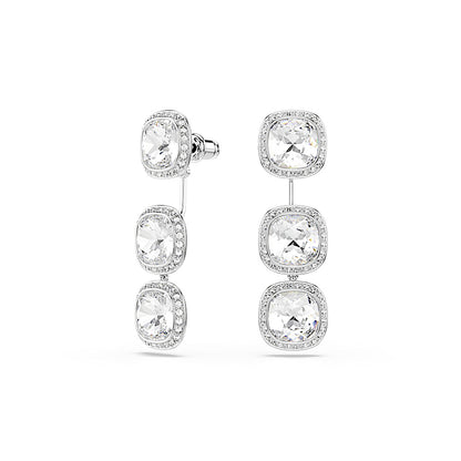 Pendientes Una Angelic, Talla cojin, Blancos, Baño de rodio