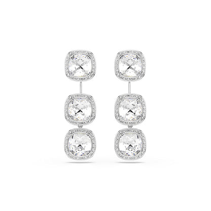 Pendientes Una Angelic, Talla cojin, Blancos, Baño de rodio