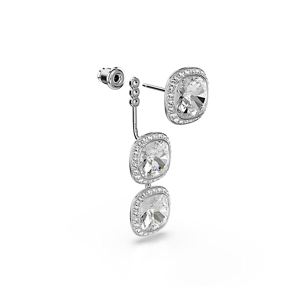 Pendientes Una Angelic, Talla cojin, Blancos, Baño de rodio