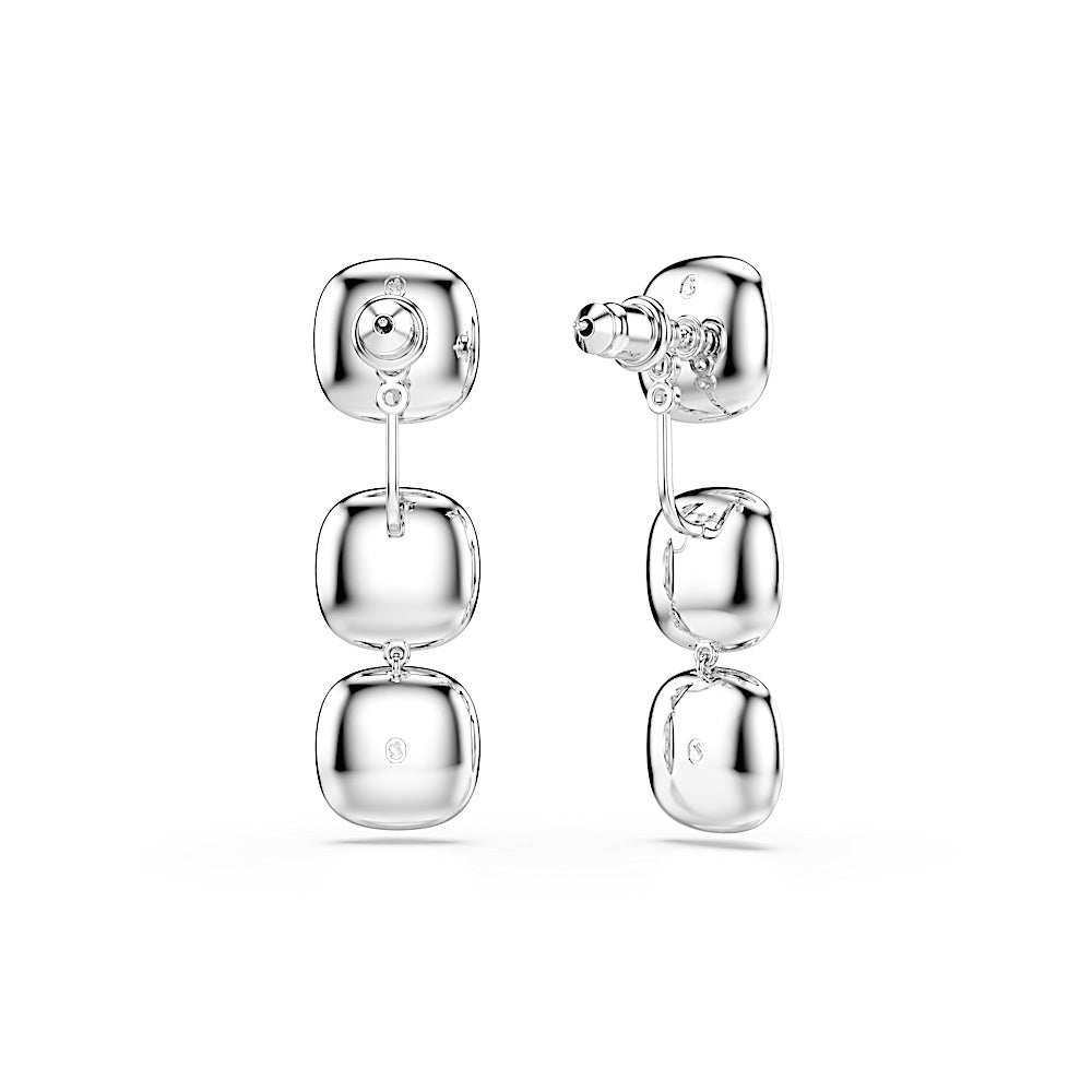 Pendientes Una Angelic, Talla cojin, Blancos, Baño de rodio