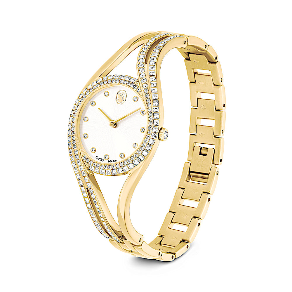 Reloj Hyperbola bangle, Fabricado en Suiza, Brazalete de metal, Tono dorado, Acabado tono oro