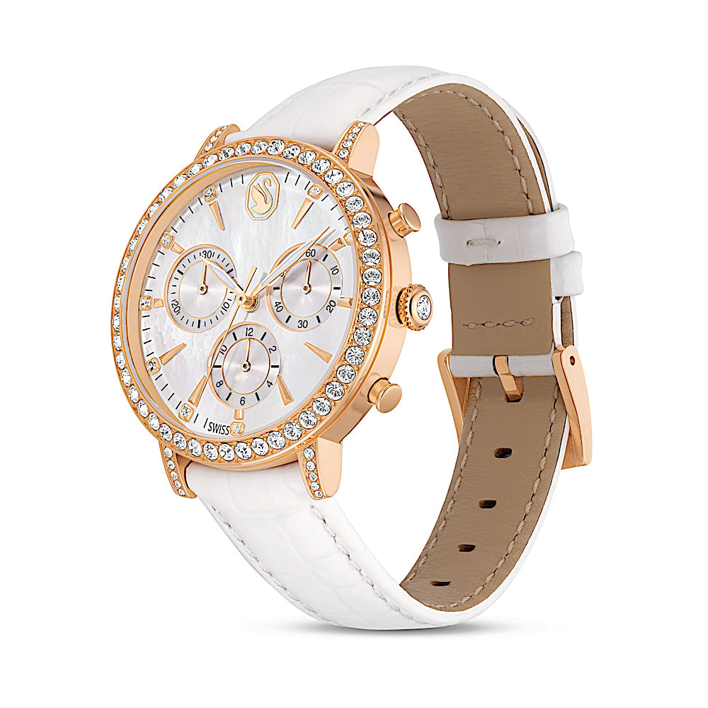 Reloj Matrix tennis chrono, Fabricado en Suiza, Correa de piel, Tono oro rosa, Acabado tono oro rosa