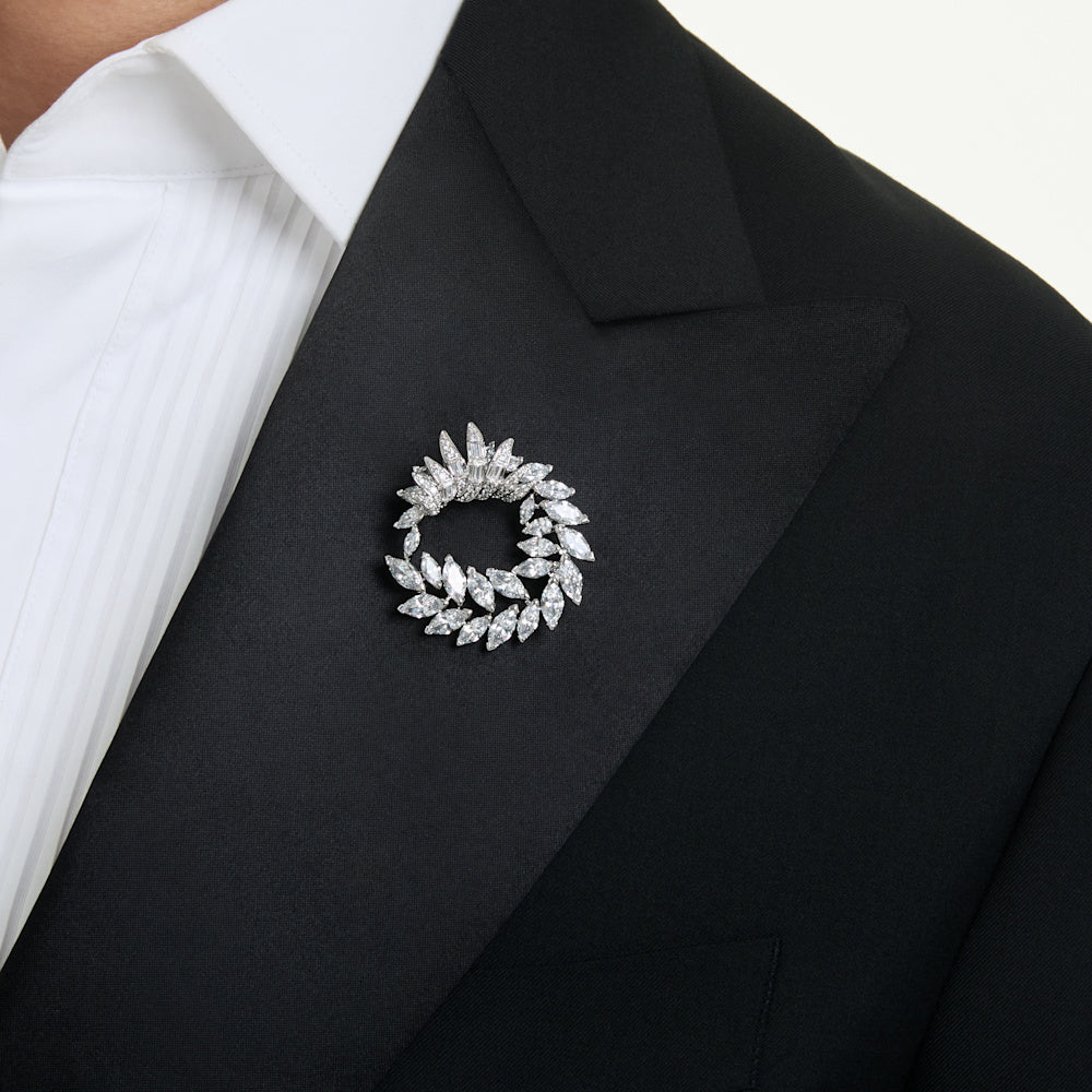 Broche Mesmera, Talla marquisa, Blanco, Baño de rodio