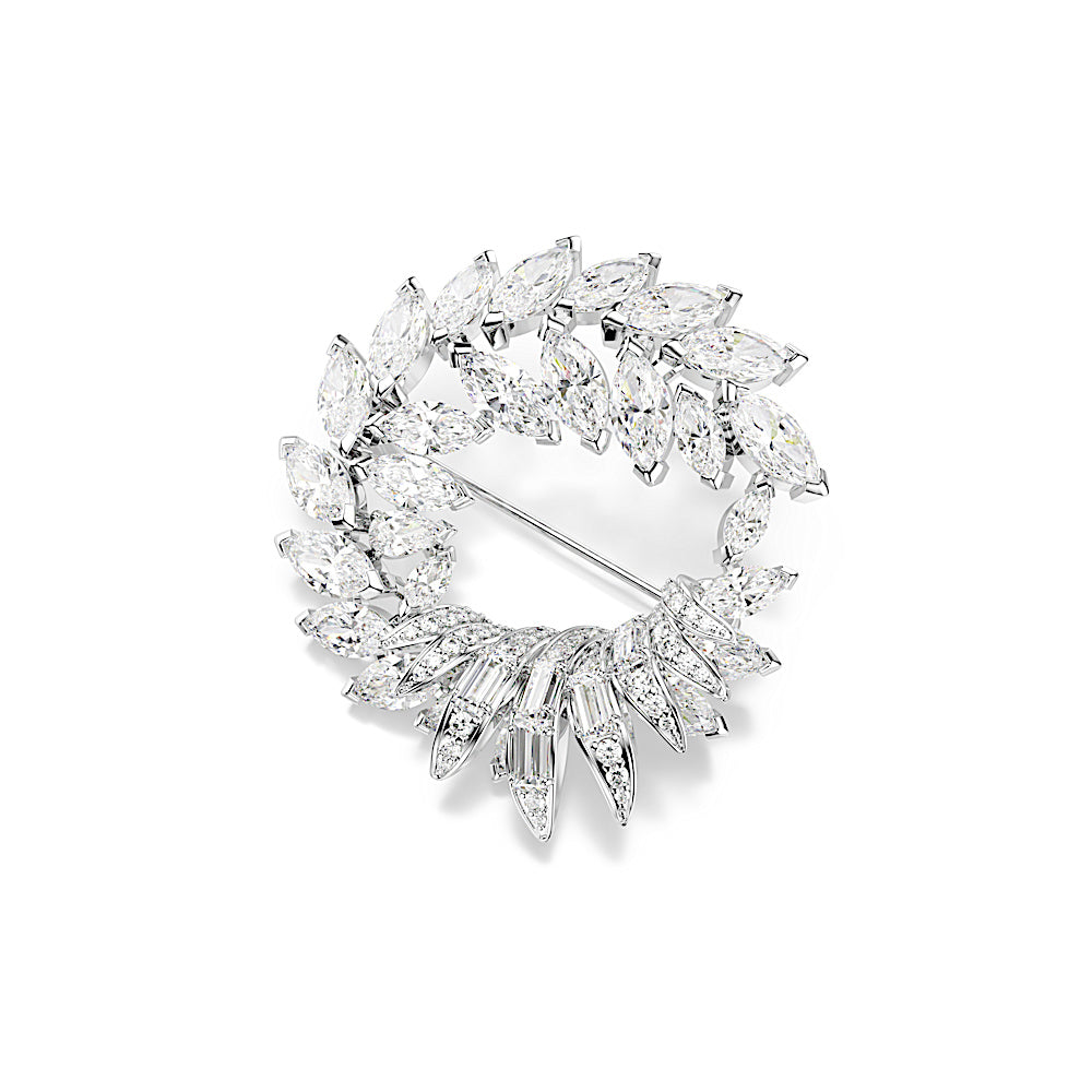 Broche Mesmera, Talla marquisa, Blanco, Baño de rodio