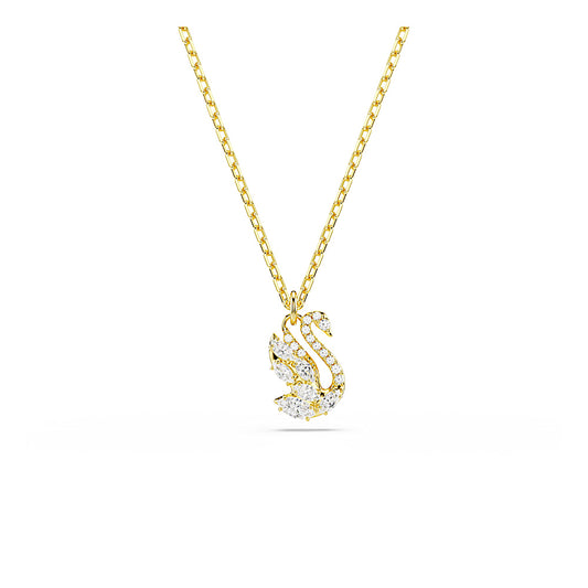 Colgante Swan, Tallas mixtas, Cisne, Blanco, Acabado en oro de 18 quilates