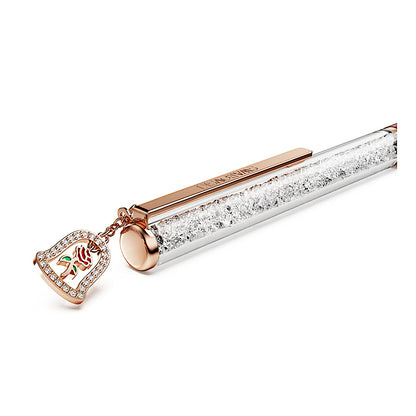 Bolígrafo Crystalline, Campana, Lacado rojo, baño en tono oro rosa