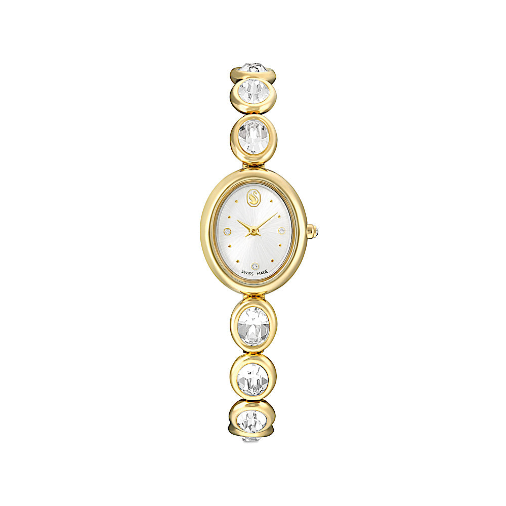Reloj Imber oval, Fabricado en Suiza, Brazalete de metal, Tono dorado, Acabado tono oro