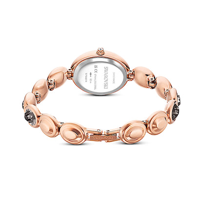 Reloj Imber oval, Fabricado en Suiza, Brazalete de metal, Negro, Acabado tono oro rosa