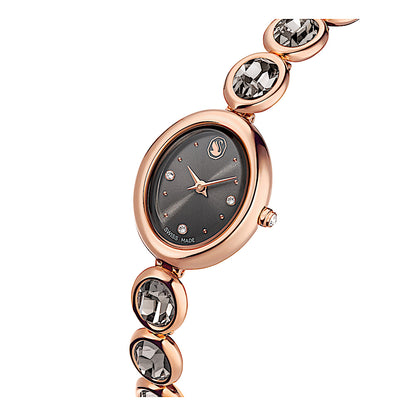 Reloj Imber oval, Fabricado en Suiza, Brazalete de metal, Negro, Acabado tono oro rosa
