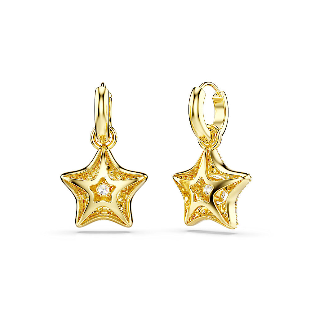 Pendientes Sublima, Talla redonda, Estrella, Multicolores, Acabado en oro de 18 quilates