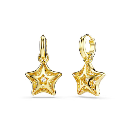 Pendientes Sublima, Talla redonda, Estrella, Multicolores, Acabado en oro de 18 quilates