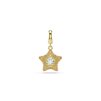 Charm Sublima, Talla redonda, Estrella, Amarillo, Acabado en oro de 18 quilates