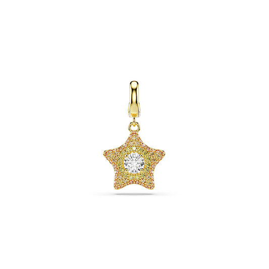 Charm Sublima, Talla redonda, Estrella, Amarillo, Acabado en oro de 18 quilates