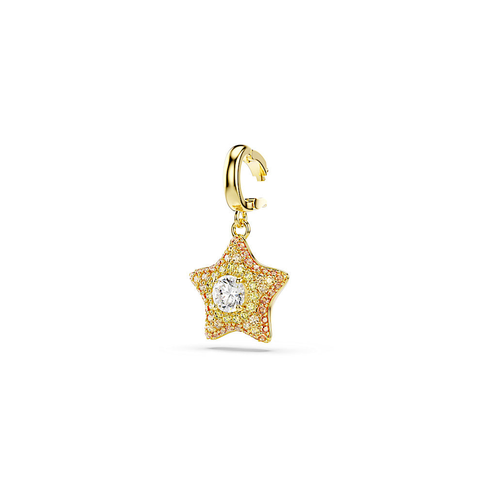 Charm Sublima, Talla redonda, Estrella, Amarillo, Acabado en oro de 18 quilates