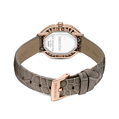 Reloj Matrix octagon, Correa de piel, Beige, Acabado tono oro rosa