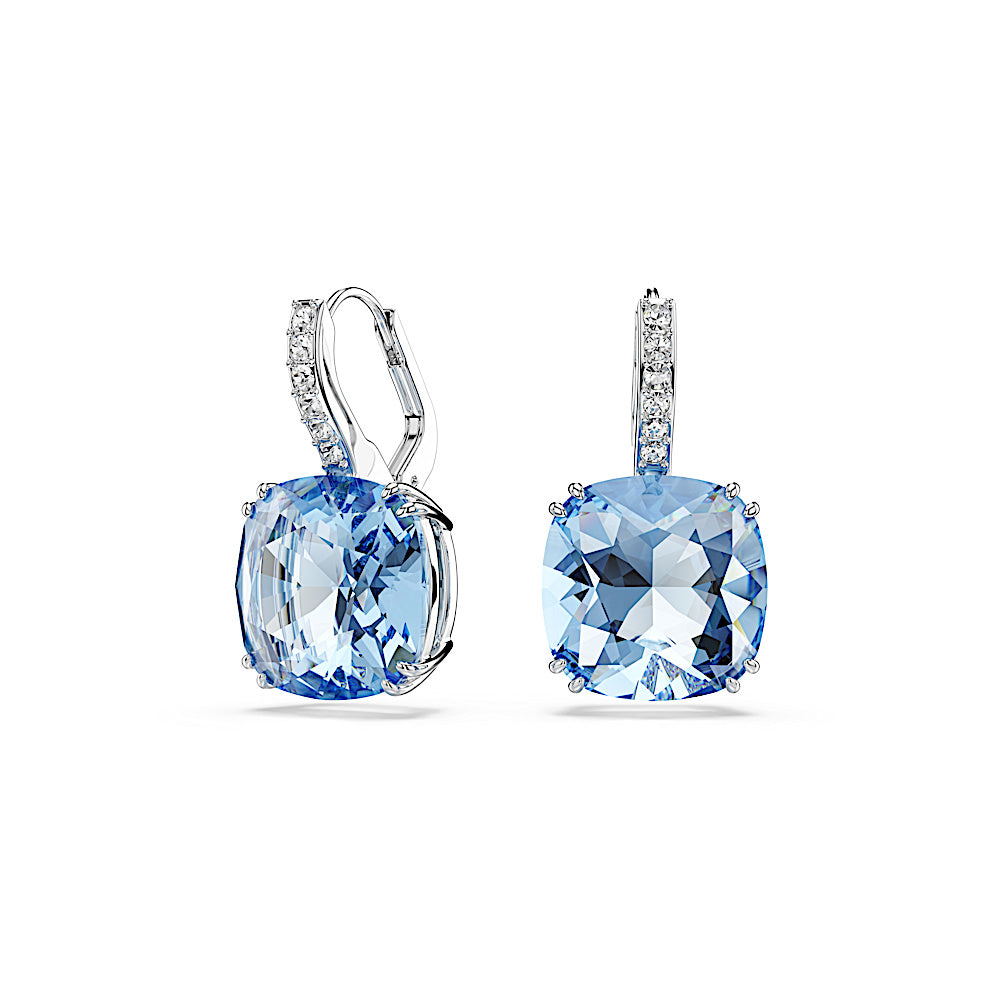 Pendientes Millenia, Talla cojin, Azules, Baño de rodio