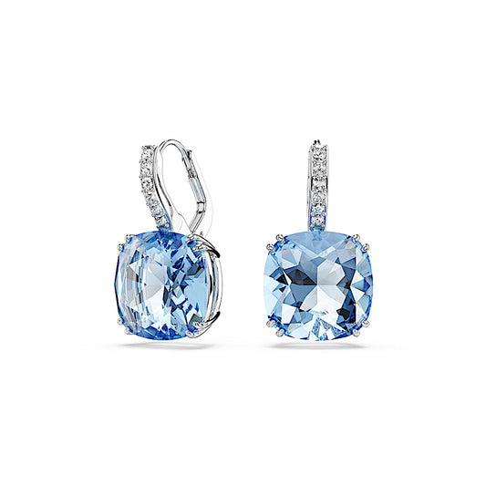 Pendientes Millenia, Talla cojin, Azules, Baño de rodio
