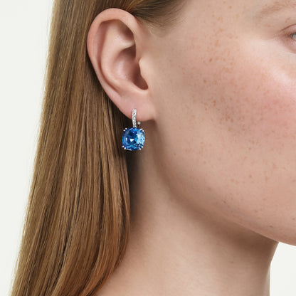 Pendientes Millenia, Talla cojin, Azules, Baño de rodio