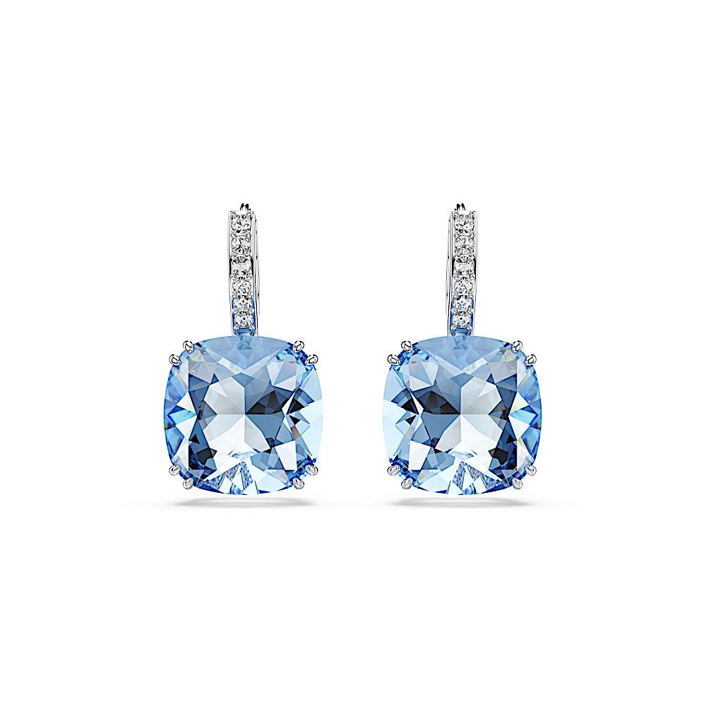 Pendientes Millenia, Talla cojin, Azules, Baño de rodio