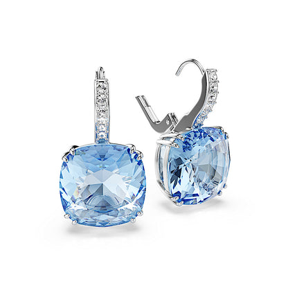 Pendientes Millenia, Talla cojin, Azules, Baño de rodio