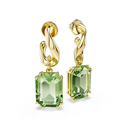 Pendientes Millenia, Talla octogonal, Verdes, Acabado en oro de 18 quilates
