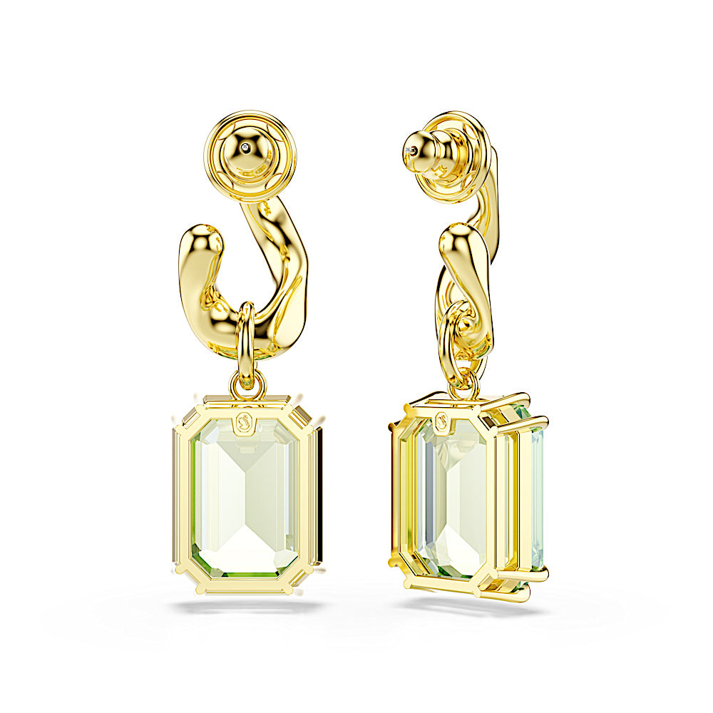 Pendientes Millenia, Talla octogonal, Verdes, Acabado en oro de 18 quilates