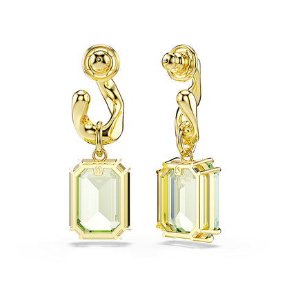 Pendientes Millenia, Talla octogonal, Verdes, Acabado en oro de 18 quilates