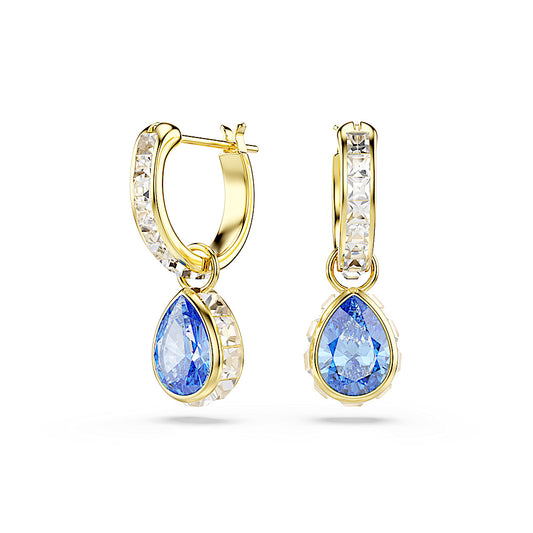 Pendientes Chroma, Talla pera, Azules, Acabado en oro de 18 quilates