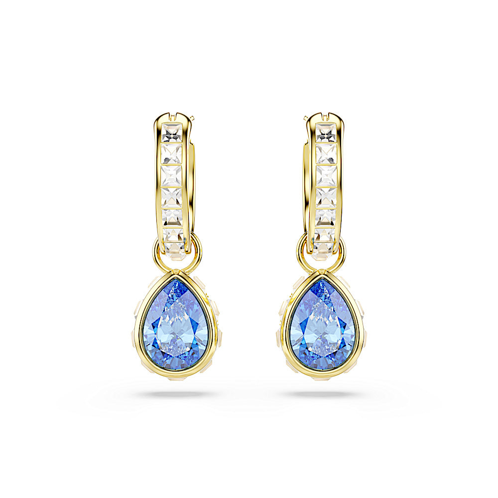 Pendientes Chroma, Talla pera, Azules, Acabado en oro de 18 quilates