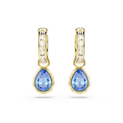 Pendientes Chroma, Talla pera, Azules, Acabado en oro de 18 quilates