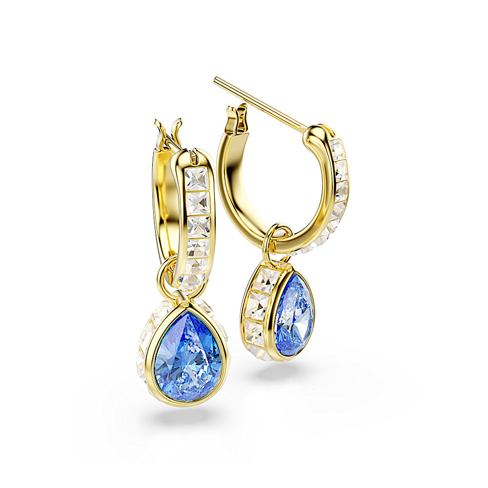 Pendientes Chroma, Talla pera, Azules, Acabado en oro de 18 quilates