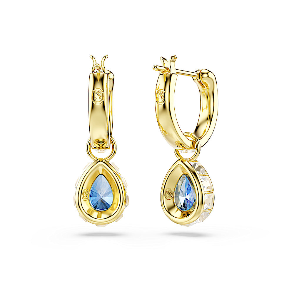 Pendientes Chroma, Talla pera, Azules, Acabado en oro de 18 quilates