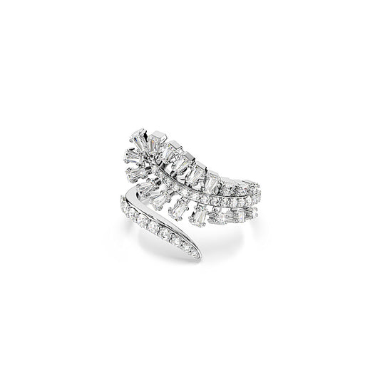 Anillo abierto Vienna, Tallas mixtas, Pluma, Blanco, Baño de rodio