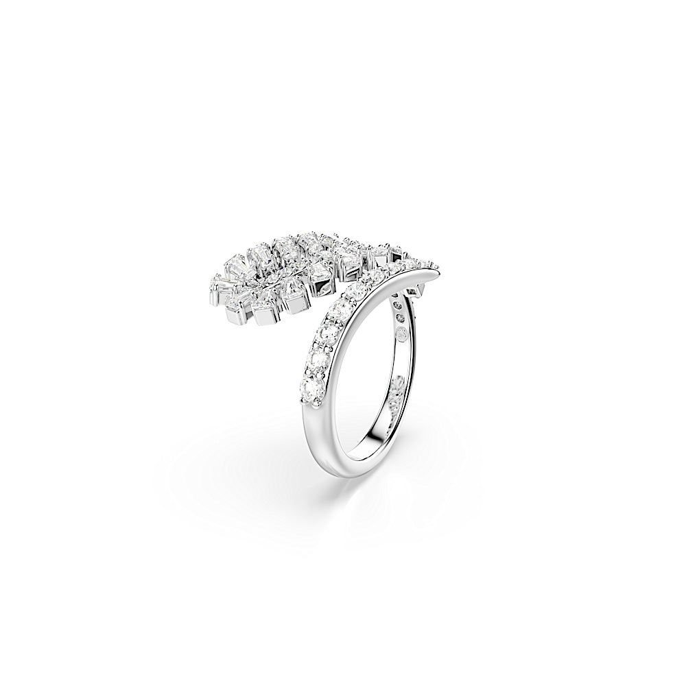 Anillo abierto Vienna, Tallas mixtas, Pluma, Blanco, Baño de rodio