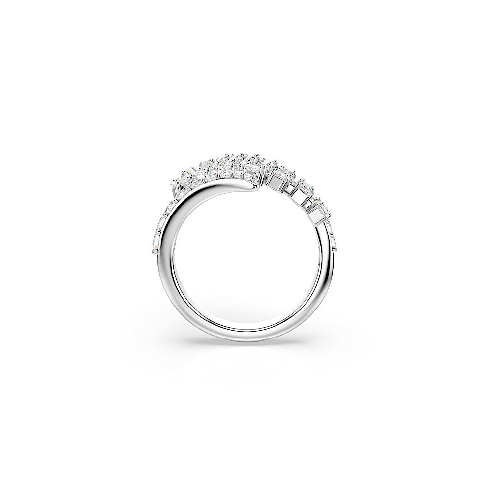 Anillo abierto Vienna, Tallas mixtas, Pluma, Blanco, Baño de rodio